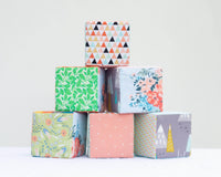Coral & Aqua Floral Fabric Block Set - Set of 6 - Grey Duck & Co.