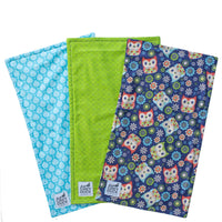 Blue & Green with Owls Burp Cloth Set - Grey Duck & Co.