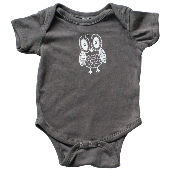 Charcoal Owl Infant One-Piece - Grey Duck & Co.