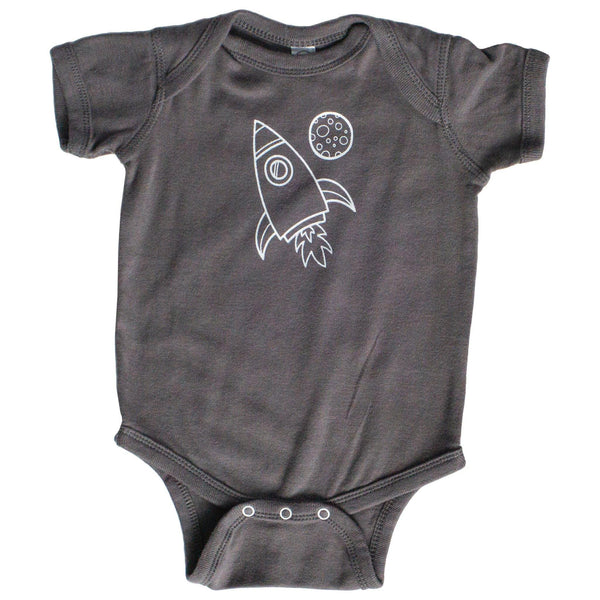 Charcoal Rocket Ship Infant One-Piece - Grey Duck & Co.