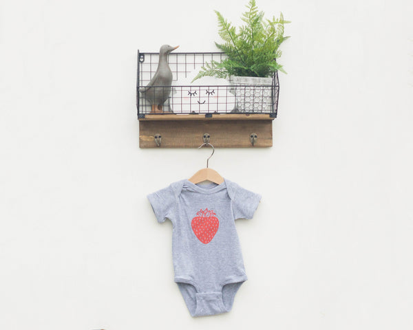 Grey Strawberry Infant Bodysuit - Grey Duck & Co.