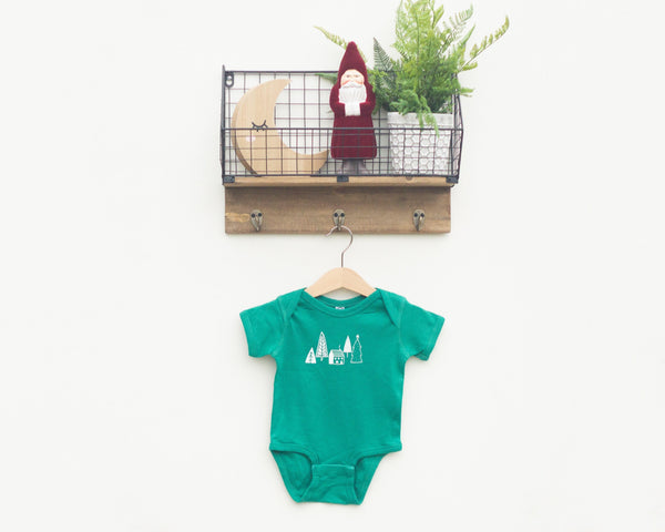 Green Trees and Cabin Infant Bodysuit - Grey Duck & Co.