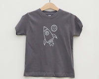 Charcoal Rocket Ship Toddler T-Shirt - Grey Duck & Co.