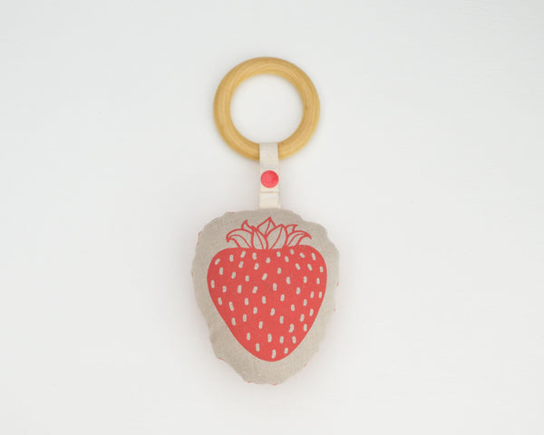 Strawberry Rattle Teether - Grey Duck & Co.