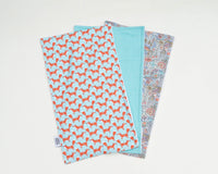 Aqua, Foxes, & Floral Burp Cloth Set - Grey Duck & Co.