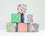 Coral & Aqua Floral Fabric Block Set - Set of 6 - Grey Duck & Co.