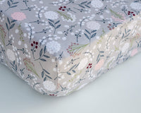 Grey Floral Infant Crib Sheet - Grey Duck & Co.