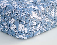 Blue Floral Infant Crib Sheet - Grey Duck & Co.