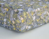 Grey & Yellow Floral Infant Crib Sheet - Grey Duck & Co.