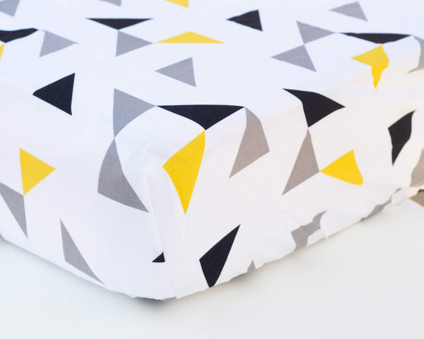 Black, Grey, & Yellow Triangles Infant Crib Sheet - Grey Duck & Co.