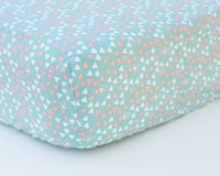 Mint & Coral Triangles Infant Crib Sheet - Grey Duck & Co.