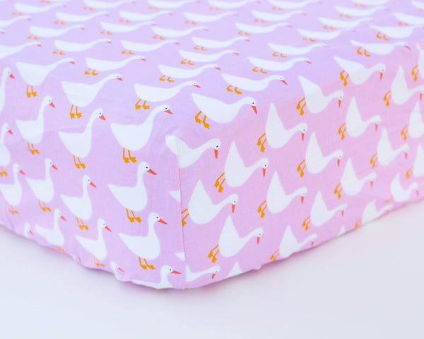 Pink Duck Infant Crib Sheet - Grey Duck & Co.
