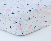Grey Barnyard Animals Infant Flannel Crib Sheet - Grey Duck & Co.
