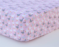 Pink & Grey Ducks Infant Crib Sheet - Grey Duck & Co.