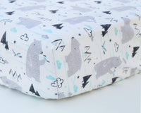Grey & Aqua Bear Infant Flannel Crib Sheet - Grey Duck & Co.