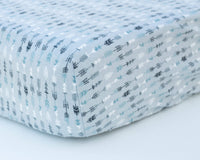 Teal, Grey, & White Arrows Infant Flannel Crib Sheet - Grey Duck & Co.