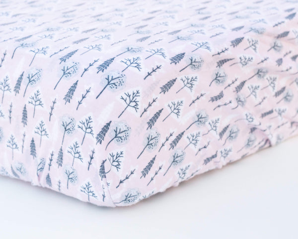 Pink & Grey Forest Infant Flannel Crib Sheet - Grey Duck & Co.