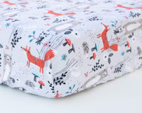 Grey Forest & Foxes Infant Flannel Crib Sheet - Grey Duck & Co.
