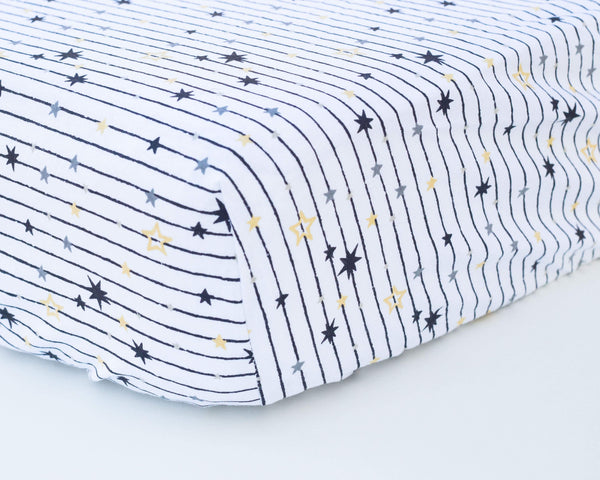 Black & White Stripes with Stars Infant Crib Sheet - Grey Duck & Co.