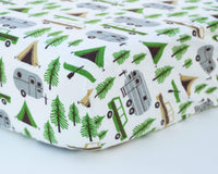 Camper Trailer & Station Wagon Infant Flannel Crib Sheet - Grey Duck & Co.