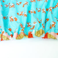 Light Blue Crib Sheet with Foxes - Grey Duck & Co.
