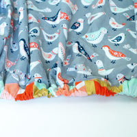 Grey Fitted Crib Sheet with Paisley Birds - Grey Duck & Co.