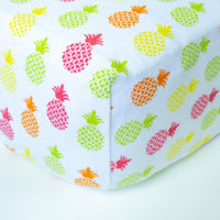 White Fitted Crib Sheet with Neon Pineapples - Grey Duck & Co.