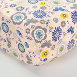 Pink Fitted Crib Sheet with Navy & Grey Florals - Grey Duck & Co.