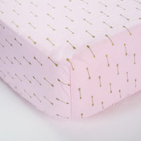 Pink Fitted Crib Sheet with Gold Arrows - Grey Duck & Co.