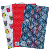 Red & Navy Polka Dots with Owls Burp Cloth Set - Grey Duck & Co.
