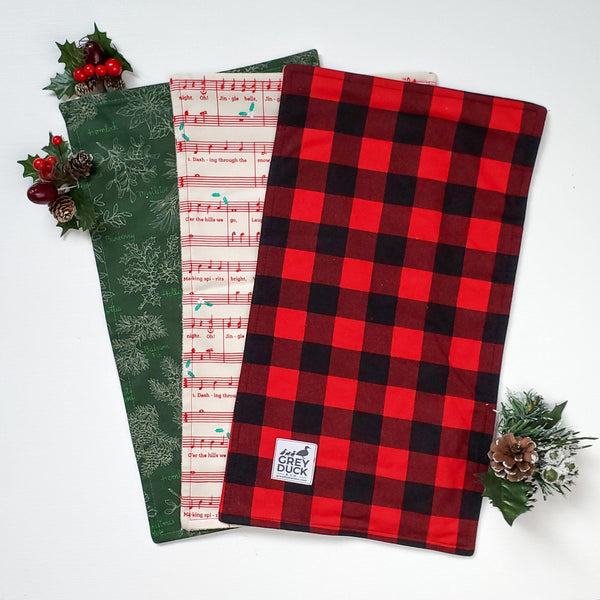 Christmas Jingle Bell & Plaid Burp Cloth Set - Grey Duck & Co.