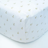 White Fitted Crib Sheet with Gold Anchors - Grey Duck & Co.
